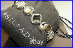 Silpada Exemplar Sterling Silver Pyrite Lip Shell Glass CZ. Cubic Bracelet B2790