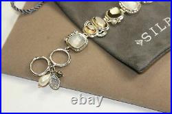 Silpada Exemplar Sterling Silver Pyrite Lip Shell Glass CZ. Cubic Bracelet B2790