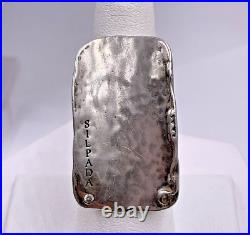 Silpada Oxidized Hammered Sterling Silver Cubic Zirconia Logo Statement Ring