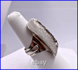 Silpada Oxidized Hammered Sterling Silver Cubic Zirconia Logo Statement Ring