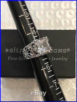 Silpada R0981 Size 5 Uptown Cubic Zirconia Sterling Silver Filigree Ring BNIB