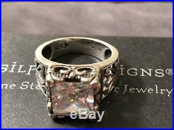 Silpada R0981 Size 5 Uptown Cubic Zirconia Sterling Silver Filigree Ring BNIB