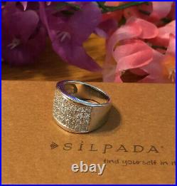 Silpada R1405 Size 7 Cubic Zirconia Sterling Silver Filigree Ring MINT
