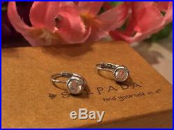 Silpada RARE HTF Cubic Zirconia Sterling Silver Earrings Locking Wires MINT