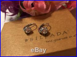 Silpada RARE HTF Cubic Zirconia Sterling Silver Earrings Locking Wires MINT