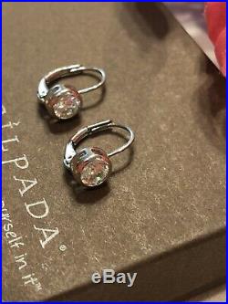 Silpada RARE HTF Cubic Zirconia Sterling Silver Earrings Locking Wires MINT