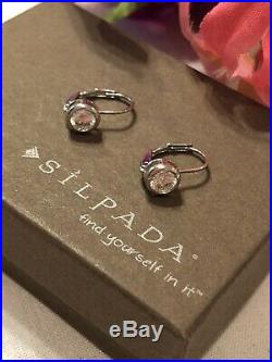 Silpada RARE HTF Cubic Zirconia Sterling Silver Earrings Locking Wires MINT