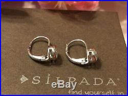 Silpada RARE HTF Cubic Zirconia Sterling Silver Earrings Locking Wires MINT