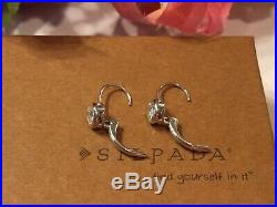 Silpada RARE HTF Cubic Zirconia Sterling Silver Earrings Locking Wires MINT