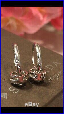 Silpada RARE HTF Cubic Zirconia Sterling Silver Earrings Locking Wires MINT