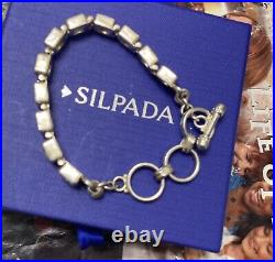 Silpada Sterling Silver 925 Hinged Square Cubic Zirconia Toggle Bracelet B0994