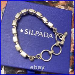 Silpada Sterling Silver 925 Hinged Square Cubic Zirconia Toggle Bracelet B0994