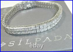 Silpada Sterling Silver Cubic Zirconia Double Row Tennis Bracelet B1390 RARE