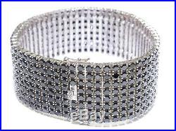 Silver. 925 Fancy 8 Row 87Gram Black Cubic Zirconia Tennis Bracelet