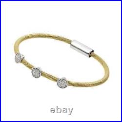 Silver 925 Rhodium and Gold Plated Circle Micro Pave Clear CZ Italian Bracelet