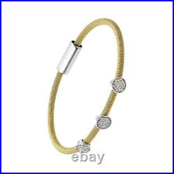 Silver 925 Rhodium and Gold Plated Circle Micro Pave Clear CZ Italian Bracelet