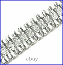 Silver Bracelet Watch Strap style Cubic Zirconia 22.2g 925 Sterling Wrist 6.5