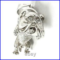 Silver Bulldog Pendant Cubic Zirconia Large Size 31.2g NEW 925 Sterling Silver