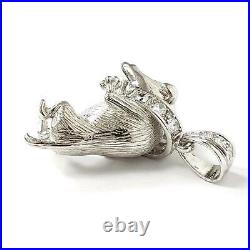 Silver Bulldog Pendant Cubic Zirconia Large Size 31.2g NEW 925 Sterling Silver