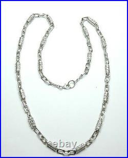 Silver & CZ Necklace Chain Tube Links Cubic Zirconia 925 Sterling 50.5grams
