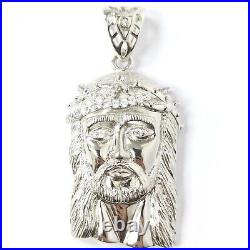 Silver Jesus Pendant Jesus Head 925 Sterling Cubic Zirconia Stones 23.5g