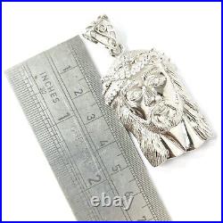 Silver Jesus Pendant Jesus Head 925 Sterling Cubic Zirconia Stones 23.5g