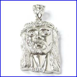 Silver Jesus Pendant Jesus Head 925 Sterling Cubic Zirconia Stones 23.5g