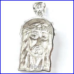 Silver Jesus Pendant Jesus Head 925 Sterling Cubic Zirconia Stones 23.5g