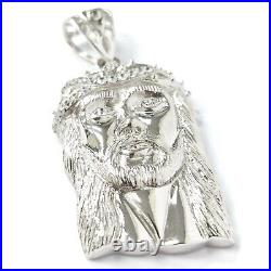 Silver Jesus Pendant Jesus Head 925 Sterling Cubic Zirconia Stones 23.5g