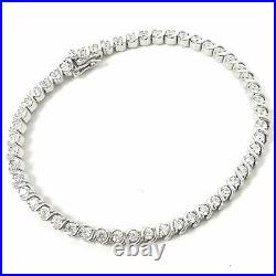 Silver Ladies Tennis Bracelet Cubic Zirconia 12g 925 Sterling Silver 7.5
