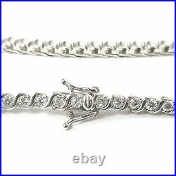 Silver Ladies Tennis Bracelet Cubic Zirconia 12g 925 Sterling Silver 7.5