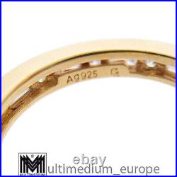 Silver Memory Ring with Yellow Gold Plated Cubic Zirconia Sterling Silver Gilt