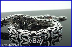 Silver Mens Bracelet Cubic Bali Byzantine Kings Chain 925 Sterling 7 mm 25 cm