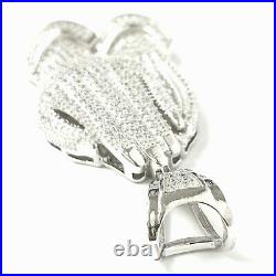 Silver Praying Hands Pendant 925 Sterling White Cubic Zirconia Stones 17.7g 2.5