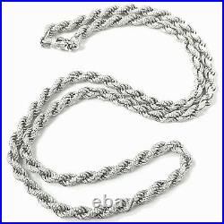 Silver Rope Chain 925 Sterling Solid Cubic Zirconia 105.6g 7.2mm 32 Inches