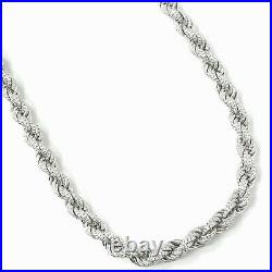 Silver Rope Chain 925 Sterling Solid Cubic Zirconia 105.6g 7.2mm 32 Inches