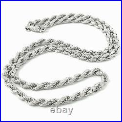 Silver Rope Chain 925 Sterling Solid Cubic Zirconia 105.6g 7.2mm 32 Inches