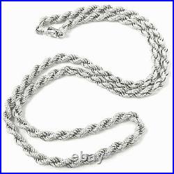 Silver Rope Chain 925 Sterling Solid Cubic Zirconia 105.6g 7.2mm 32 Inches