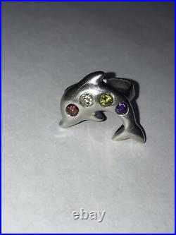 Size 7 Dolphin Multi Colored Cubic Zirconia Ring 925 Sterling Silver