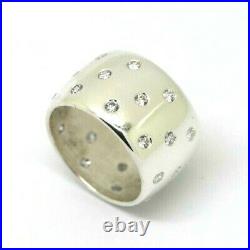 Size J 1/2 Solid Sterling silver Gypsy Dome Ring Set with Cubic Zirconia