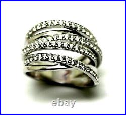 Size M Sterling Silver Cubic Zirconia 6 Bar Wide Ring Free Express Post In Oz