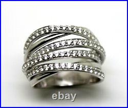 Size M Sterling Silver Cubic Zirconia 6 Bar Wide Ring Free Express Post In Oz