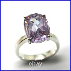 Size R Sterling Silver Cubic Zirconia Pink Oval Ring Free Express Post In Oz