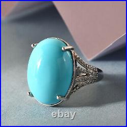 Sleeping Beauty Turquoise 925 Silver Cubic Zirconia CZ Ring Gift Size 9 Ct 13.6