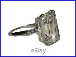 Small Sterling Silver Emerald Cut Rock Crystal Quartz and Cubic Zirconia Baguett