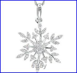 Snowflake Necklace Cubic Zirconia Sterling Silver Quality made Msrp $256
