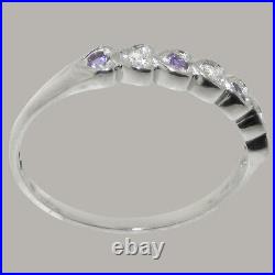 Solid 925 Sterling Silver Cubic Zirconia & Amethyst Womens Eternity Ring