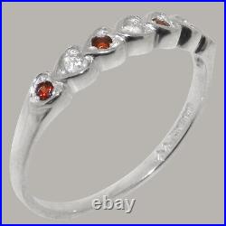 Solid 925 Sterling Silver Cubic Zirconia & Garnet Womens Eternity Ring