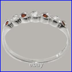 Solid 925 Sterling Silver Cubic Zirconia & Garnet Womens Eternity Ring