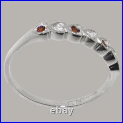 Solid 925 Sterling Silver Cubic Zirconia & Garnet Womens Eternity Ring